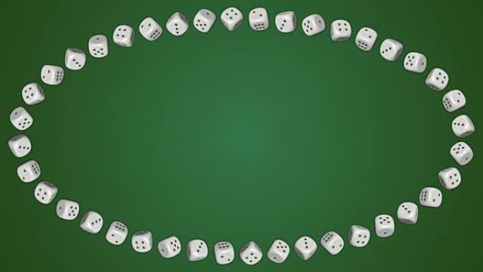 骰子立方体赌场赌博绿色椭圆边框框架背景