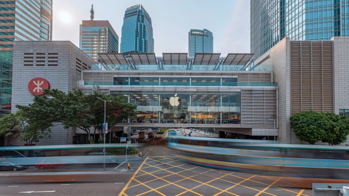 香港苹果专卖店日景延时