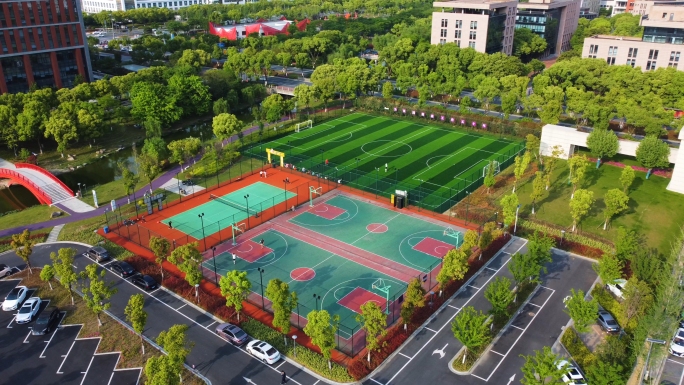 体育公园户外运动航拍