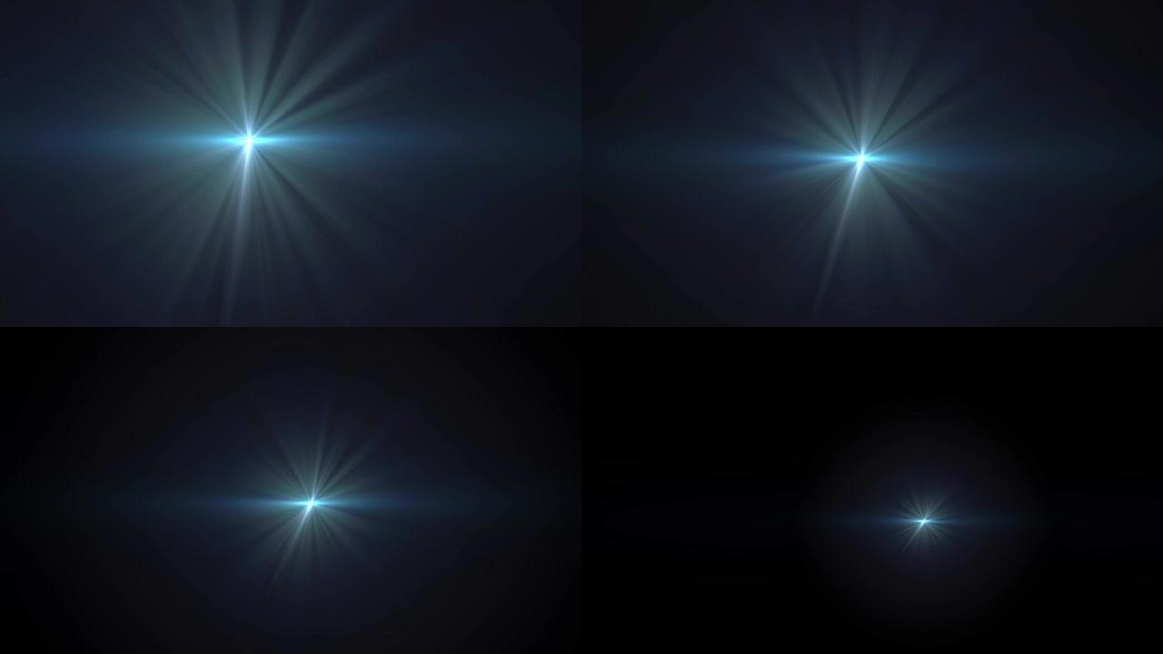 闪光褪色移动蓝光标志光学镜头明星耀斑闪亮动画循环背景新质量自然照明灯光线效果动态彩色明亮视频素材