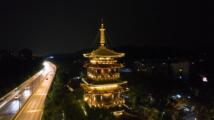 杭州西湖区河坊街夜景