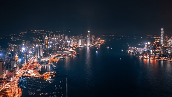 香港夜景航拍延时