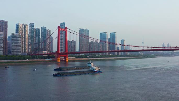 航拍鹦鹉洲长江大桥4k