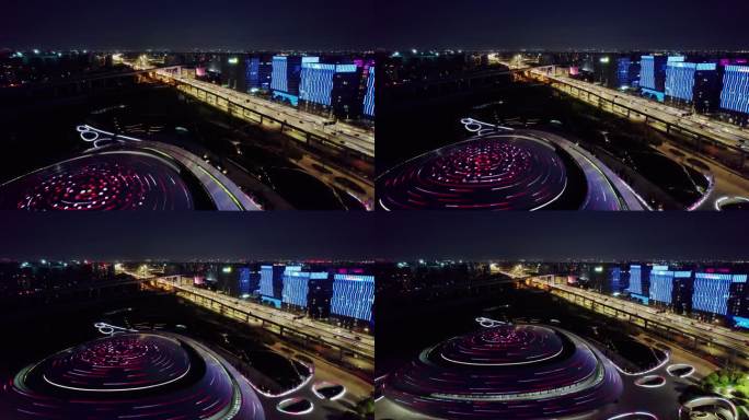 杭州电竞中心夜景 留石高架