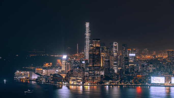 香港环球贸易广场夜景延时