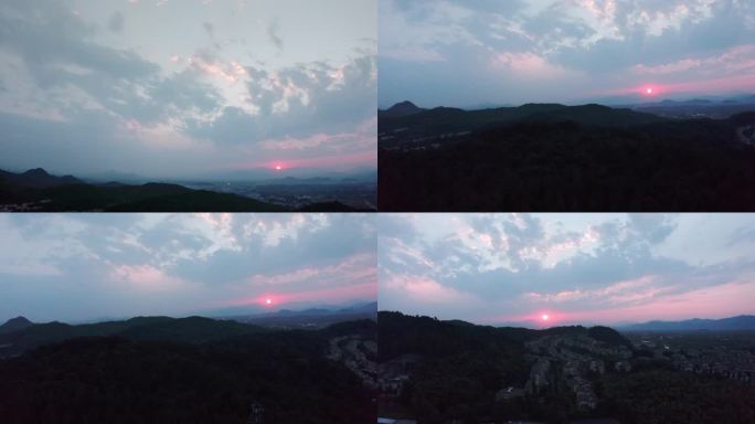 4k山脉晚霞夕阳航拍