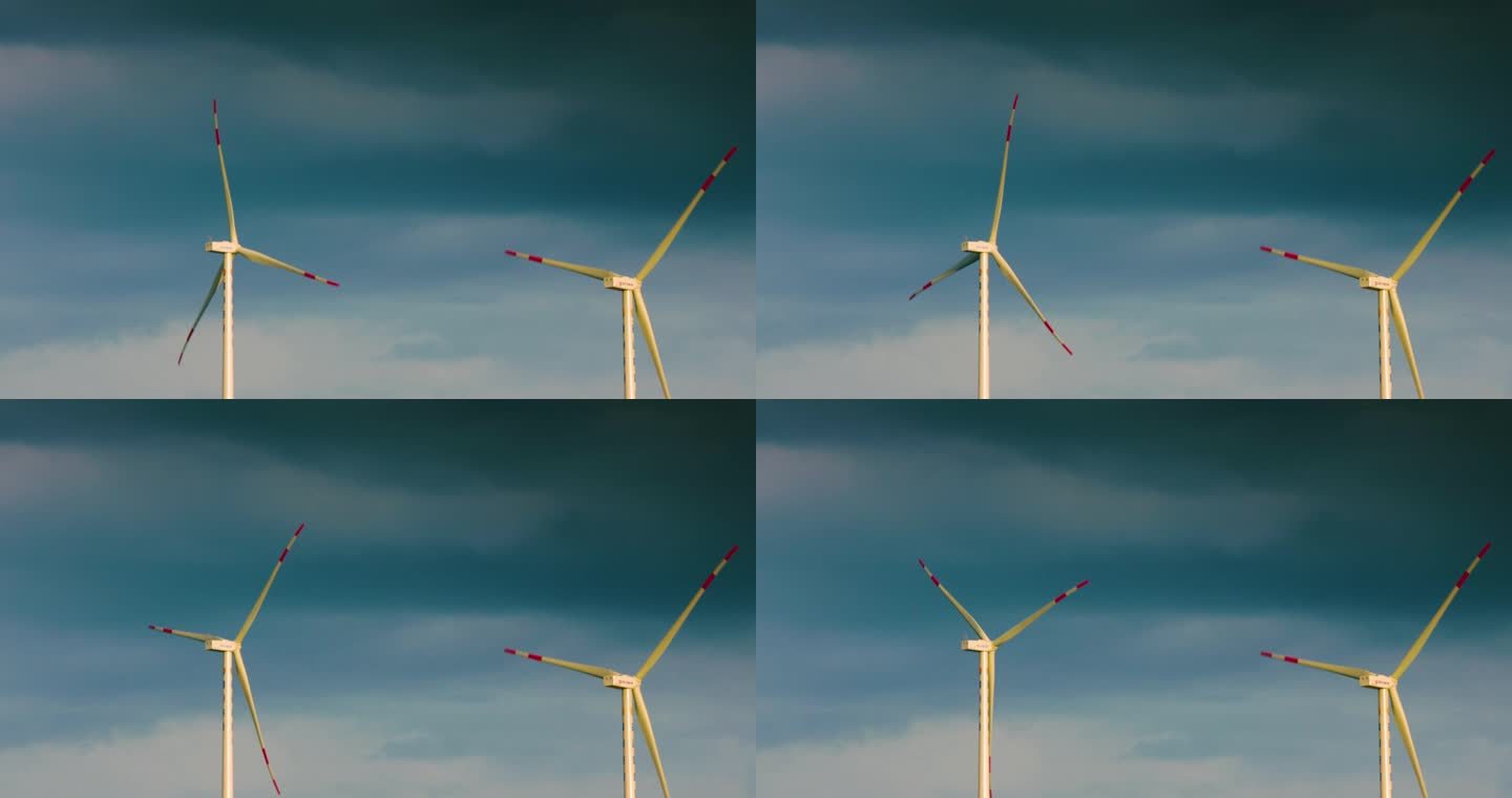 盐边新能源两个风能转动拍摄