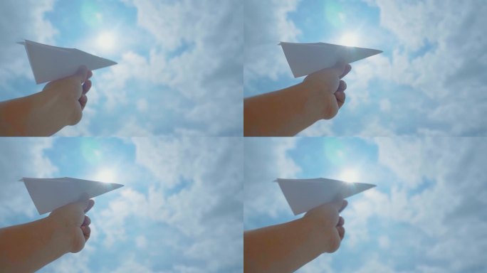 成功起飞天空梦想童真纸飞机