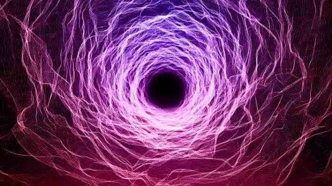 有机生物技术抽象无缝，可循环的粉紫色隧道4k科幻运动背景，科技，空间，共生概念