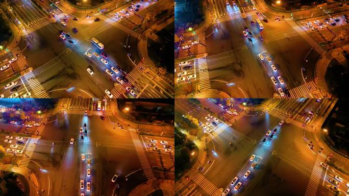 杭州城市十字路口夜景车流视频素材44