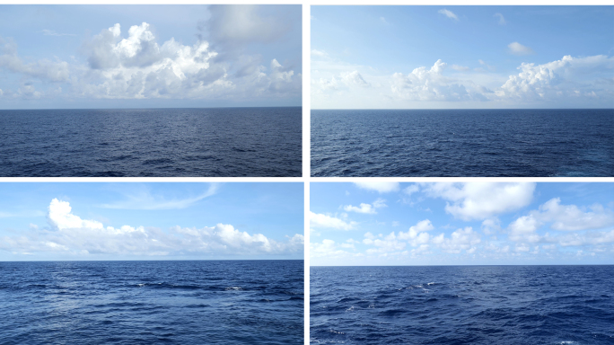 【4K】大海蓝天白云平静的海面合集