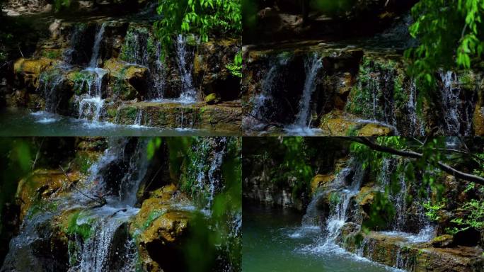 溪流瀑布山泉水青山绿水山水自然生态