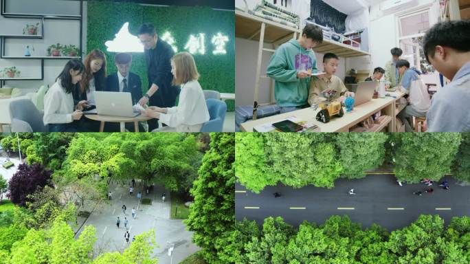 校园大学生行走在上课路上