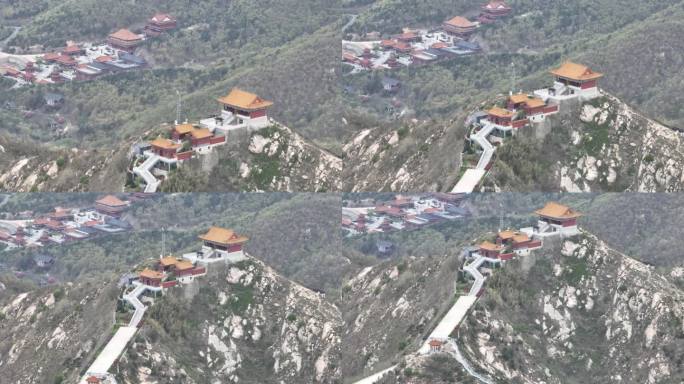 长焦航拍威海里口山仙姑庙与广福寺