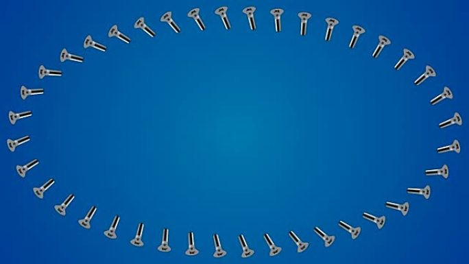 金属螺钉螺栓图案蓝色边框椭圆形背景环