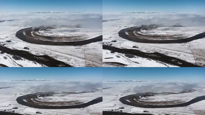 大雪冰雪河流冬天草原云海大江大河云海