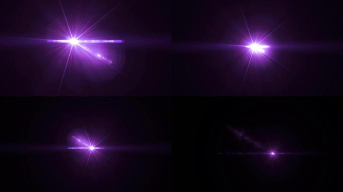 闪光褪色移动紫色灯标志光学镜头星星耀斑闪亮动画循环背景新质量自然照明灯光线效果动态彩色明亮视频素材