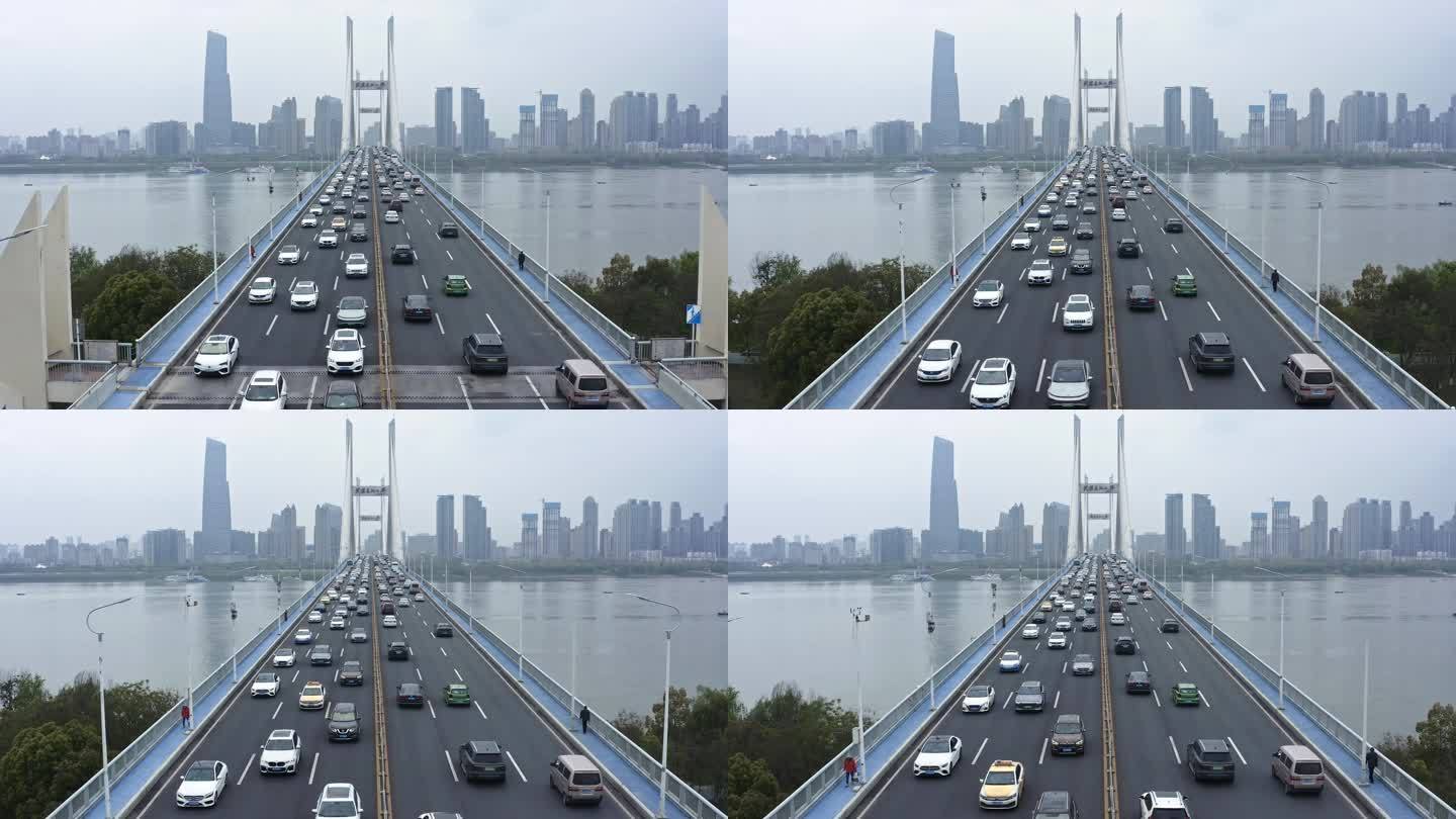航拍武汉长江二桥4k