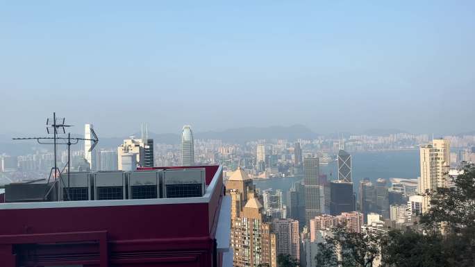 香港山顶缆车 维多利亚港风景