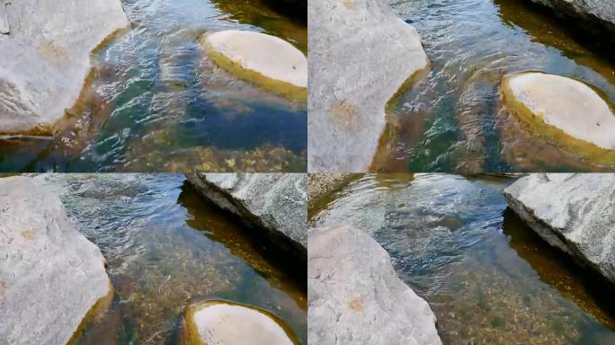 流动的水流中的石头。