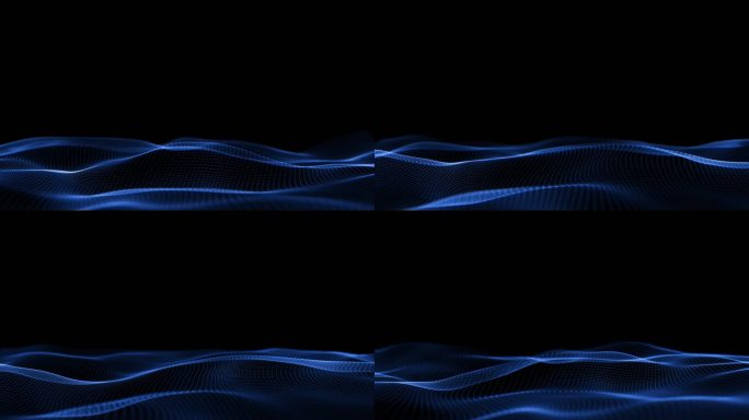 蓝色科技感粒子网格波浪背景 循环