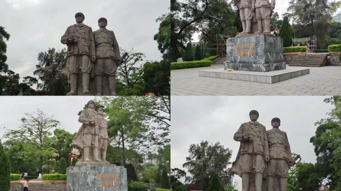 李明瑞俞作豫雕塑红七军烈士纪念雕像