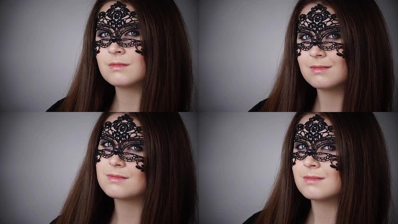 黑色嘉年华面具4K的女人脸