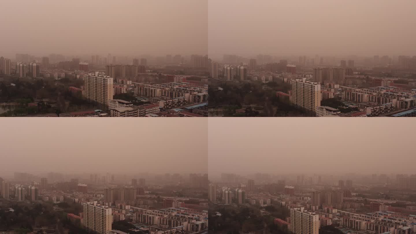 沙尘暴城市漫天黄沙空气污染