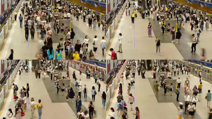 台湾繁忙的台北捷运火车站的时间流逝