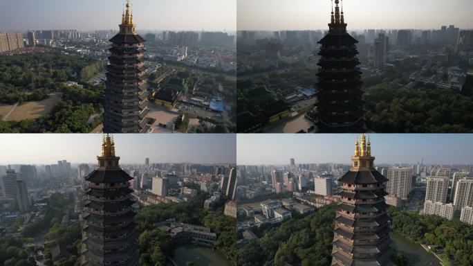 常州地标天宁寺天宁宝塔航拍