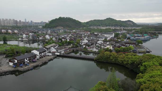 浙江绍兴古镇航拍 绍兴湖水 浙江航拍