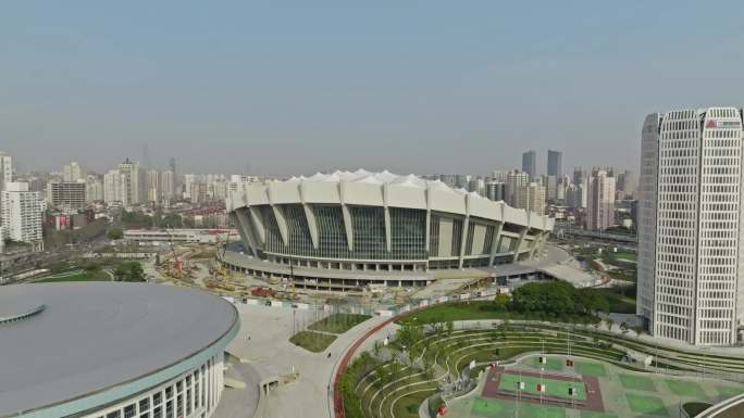 改建中的上海体育场八万人体育场足球场