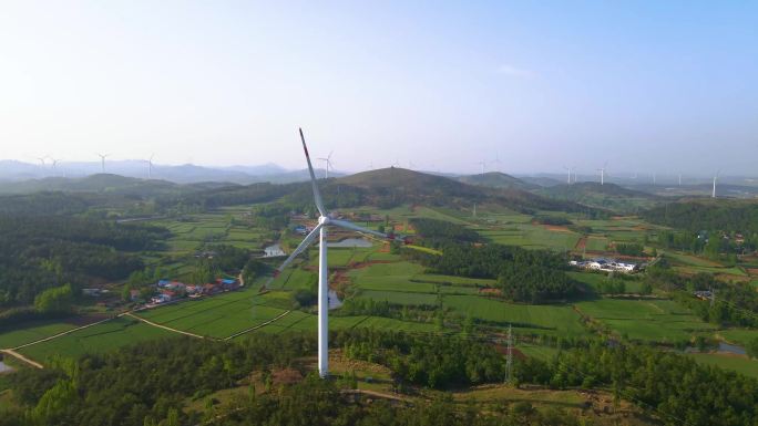 大山里新能源风车风力发电绿色环保航拍
