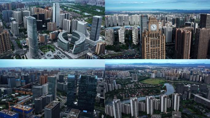 4k成都城南天府高新区地标建筑航拍