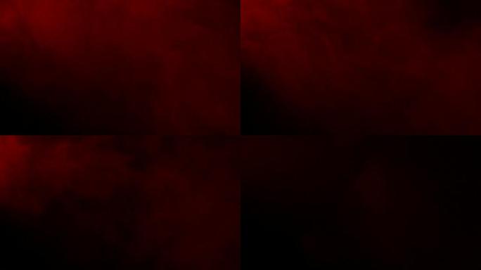 黑色背景上的抽象红色烟雾状云波效应，流动