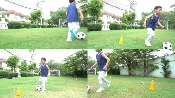 亚洲家庭做活动足球