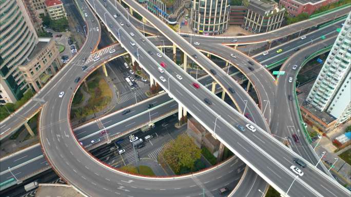 上海市黄浦区鲁班路立交桥车流延时城市风景