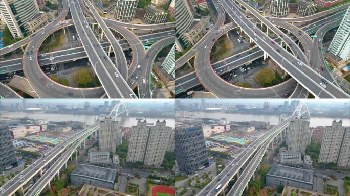 上海市黄浦区鲁班路立交桥车流延时城市风景