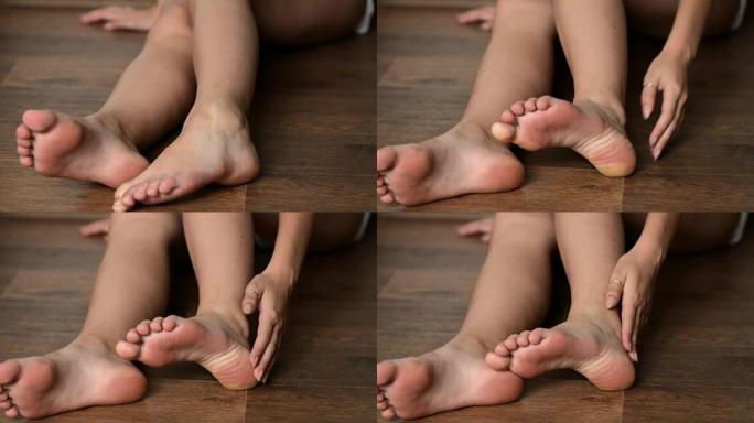 瘦女性室内脏脚，清洁概念