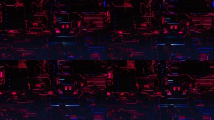 网络技术数字背景-前视图-紫色粉色