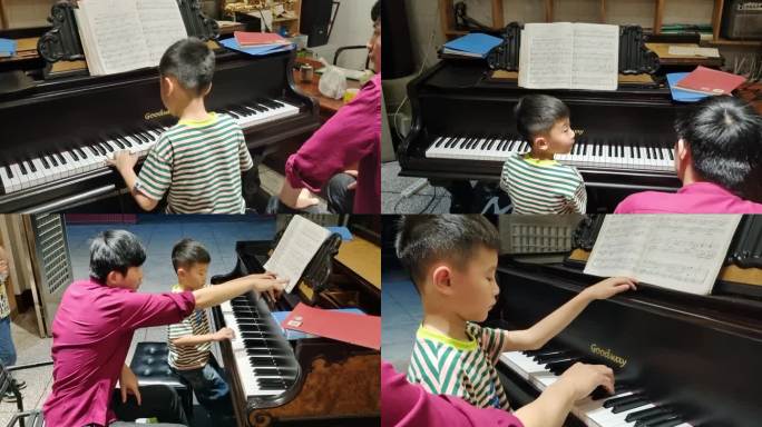 弹琴熟练局部小学生弹钢琴音乐老师钢琴教学