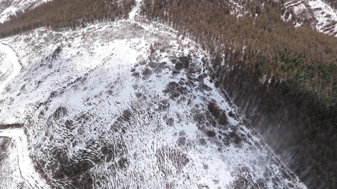 大同浑源恒山保护区春季雪景云雾航拍