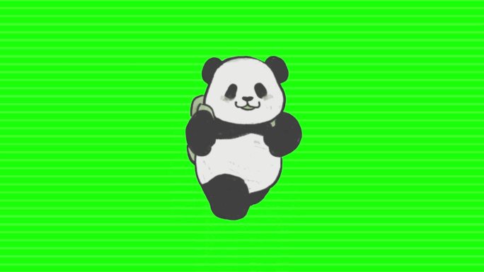 熊猫 卡通人物 走路 进度条 绿布抠像