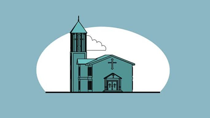 3d动画 -- 平面卡通风格的教堂渲染