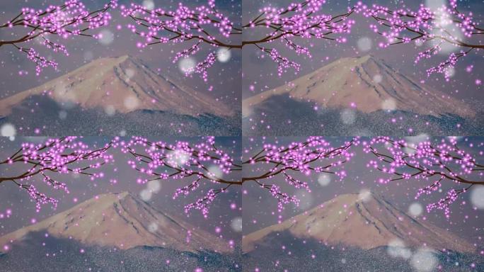 樱花樱花落花花瓣运动动画循环。风中的樱花。