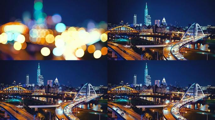 繁忙的台北桥下班后的牵引焦点