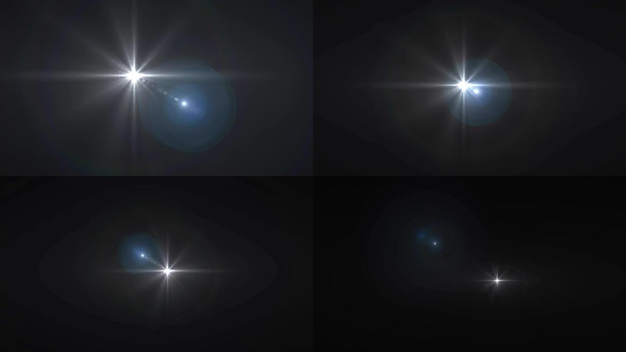 闪光褪色移动灯标志光学镜头星星耀斑闪亮动画循环背景新质量自然照明灯光线效果动态彩色明亮视频素材