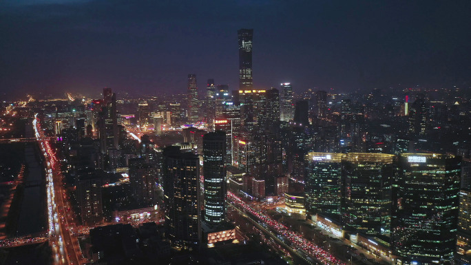 北京航拍朝阳夜景城市宣传片