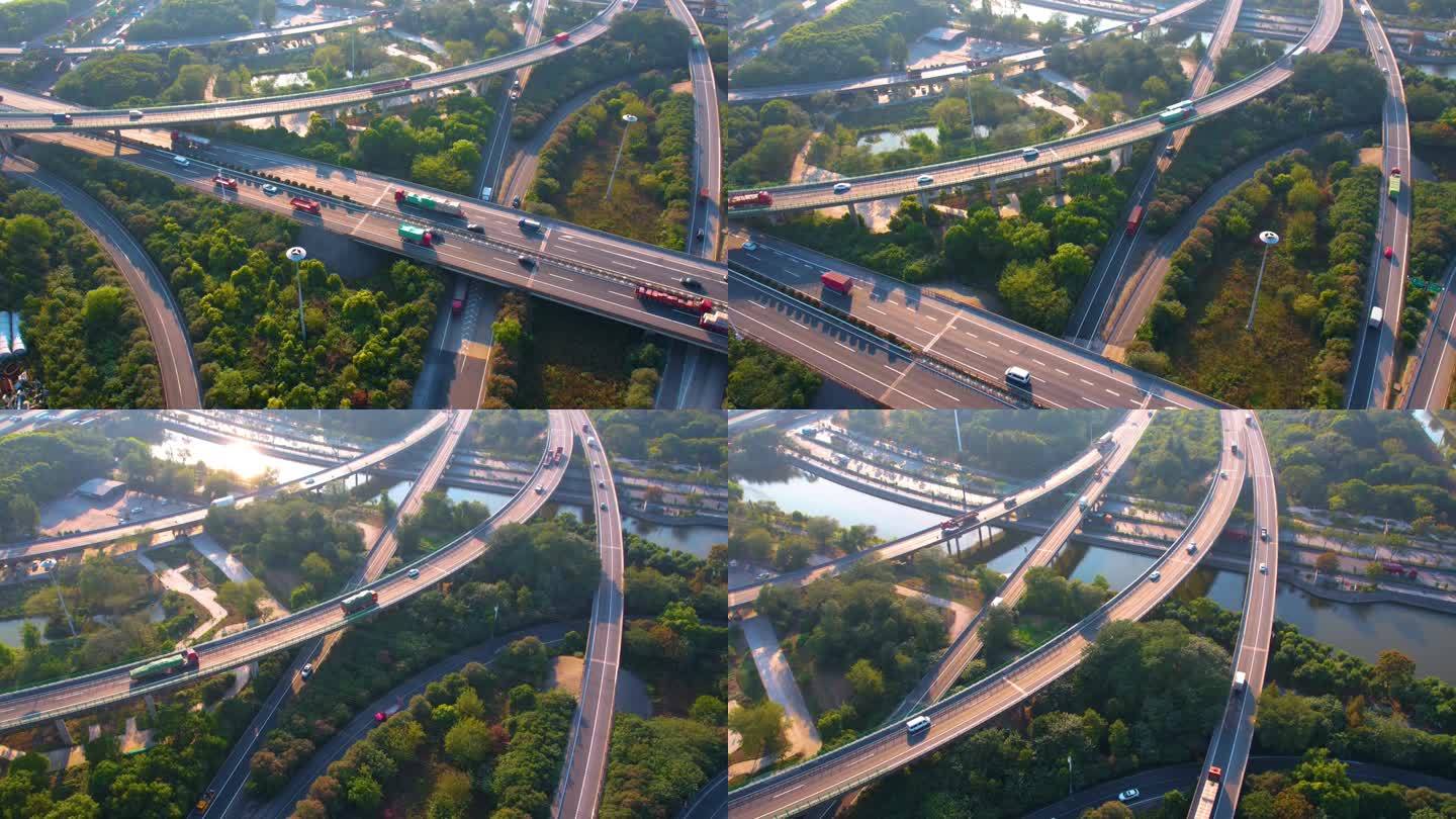 杭州钱塘新区下沙立交桥延时风景视频素材4