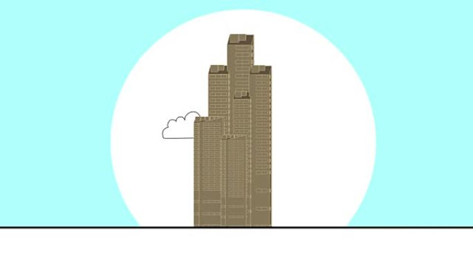 3d动画 -- 平面卡通风格摩天大楼的渲染